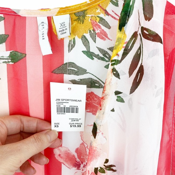 NWT Floral Color Block Sheer Vest Kimono XS - Picture 4 of 6